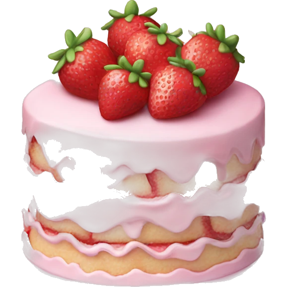 Pink strawberries and cream birthday cake  emoji