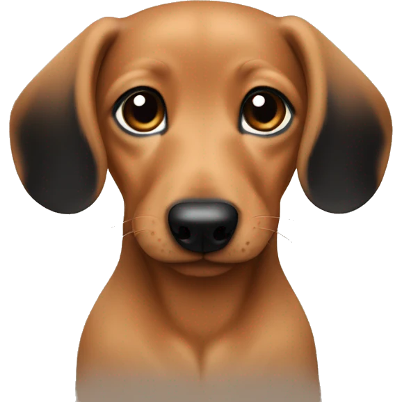 Tan daschund puppy with furry ears and black muzzle emoji