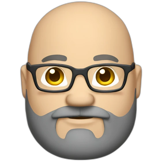 smiling chubby man bald head darkgraybeard glasses crossed arms full body emoji