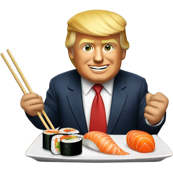 Donald trump eating sushi  emoji