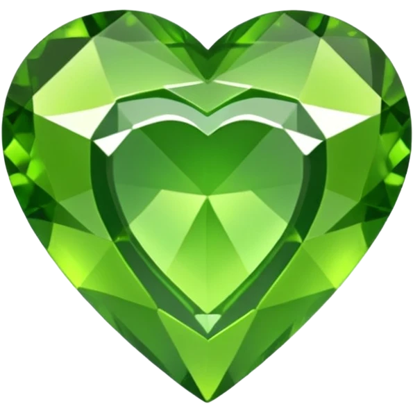 green heart looking ios but like a gemstone with sharp outlines and shiny the color is more like lime emoji