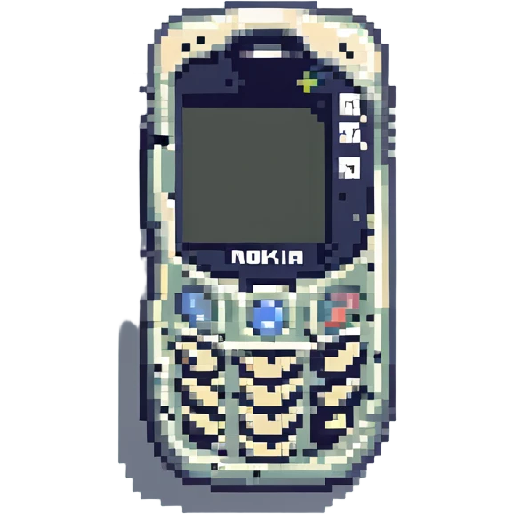 Nokia 3310 phone, pixel art style, with a cracked screen emoji