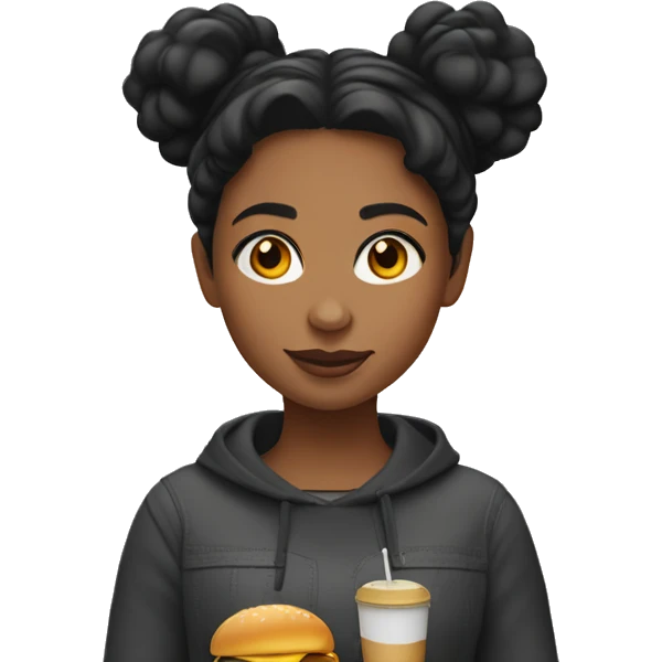 Brown skin girl black hair mcdonald’s  emoji