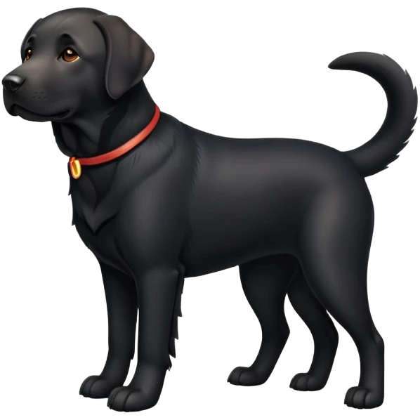 cinematic-[Labrador retriever]-realistic-full-body-sitting-emoji,-tail-resting-loosely-beside-its-paws,-head-tilted-dramatically, -sleek-[black]-fur,-simplified-yet-realistic-focused-features,-highly-detailed,-glowing-with-an-almost-sarcastic-glow emoji