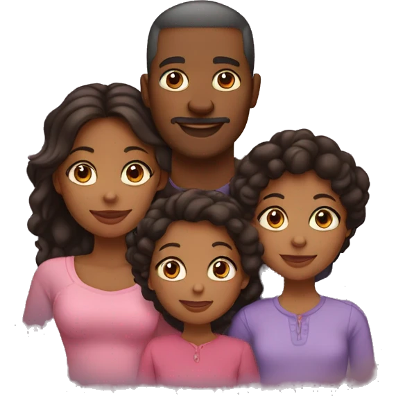 black family, mom, dad,teenage daughter, young daughter, twin girl toddlers emoji