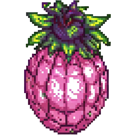 simple and cute dragon fruit pixel art emoji