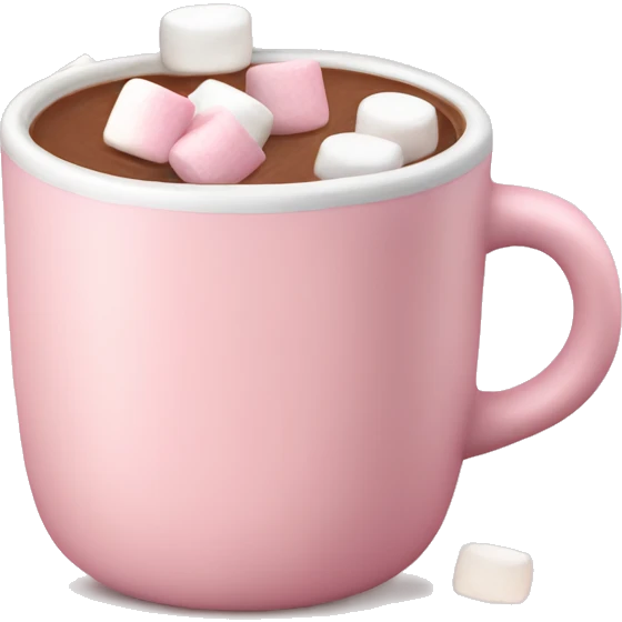Light Pink mug of hot chocolate with marshmallows  emoji