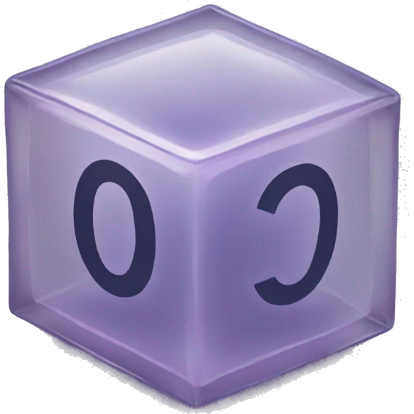 Create an emoji of a transparent cube-shaped object with showing number 0 and 1 inside the cube emoji