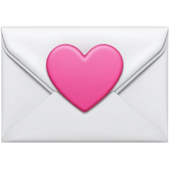 A 3D render of a white letter envelope with a vibrant pink heart sticker, clean background emoji