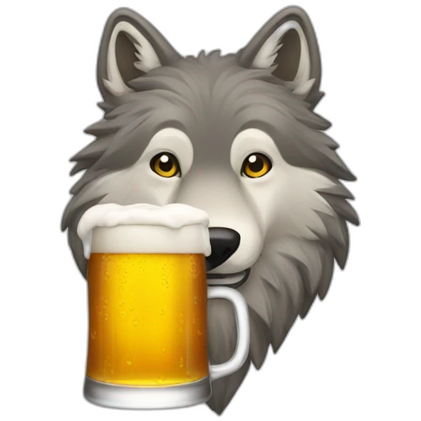 Un loup qui bois une bière emoji