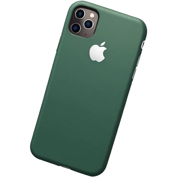 clean white iPhone with dark green case, minimalist design emoji