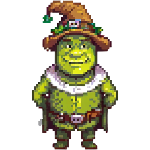Shrek wearing a hat emoji