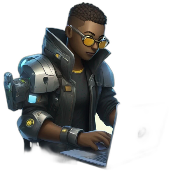 netrunner from cyberpunk with laptop in hand emoji