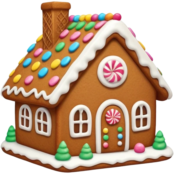 cute gingerbread house cookie with white icing emoji