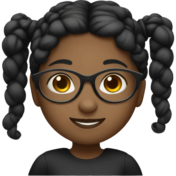 Black high pigtails girl with glasses emoji