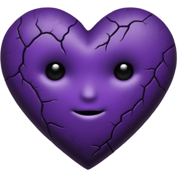 very dark emo heart, black and deep purple colors, grunge texture emoji