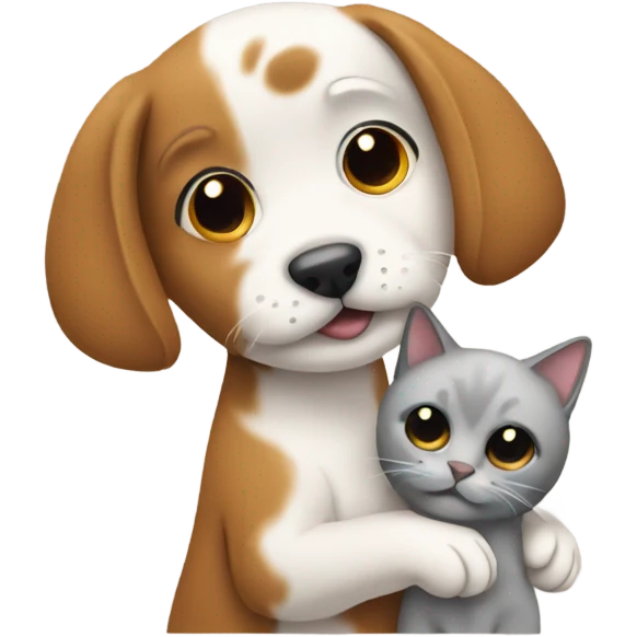Dog holding a cat emoji