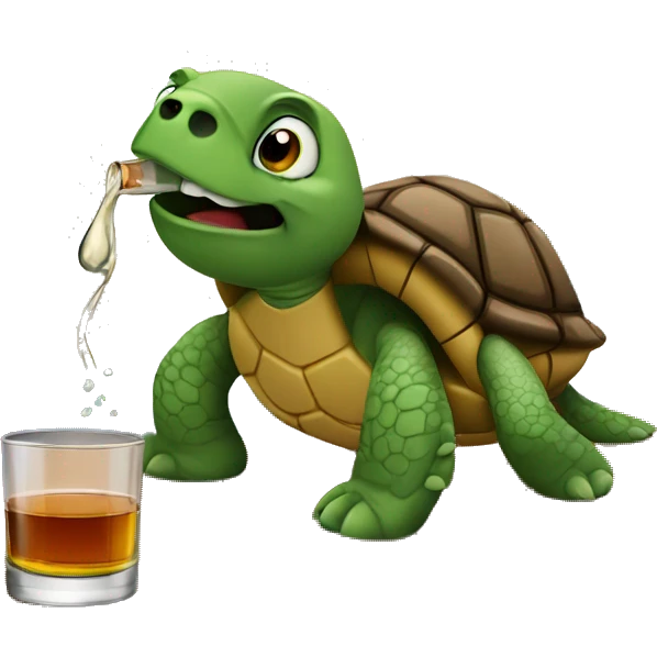 Turtle drinking whiskey emoji
