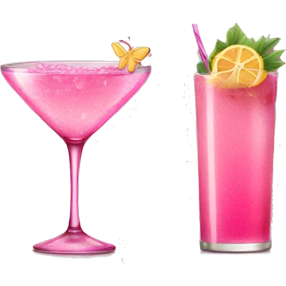 Table with cocktail pink fairy decoration emoji