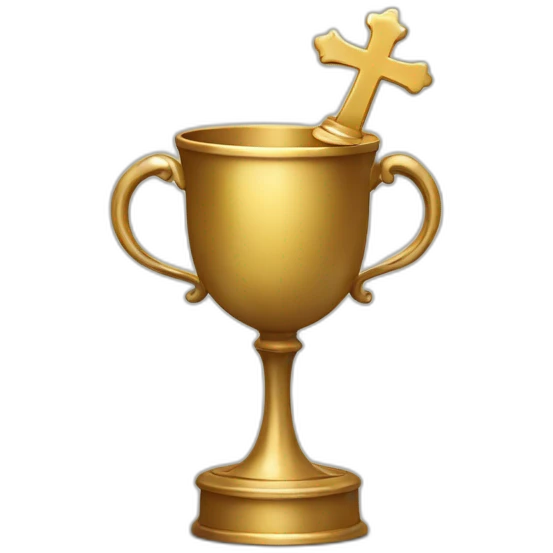 royal empty Christian cup for the winner with a cross emoji