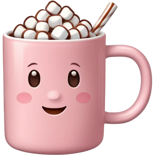light pink mug with hot chocolate and marshmallows no face emoji