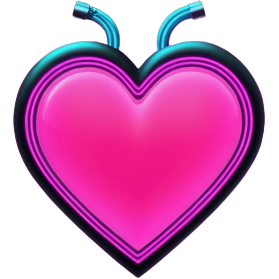 neon pink heart with glitch distortion, cyberpunk scanlines, glow effect, crisp vector style, no background emoji