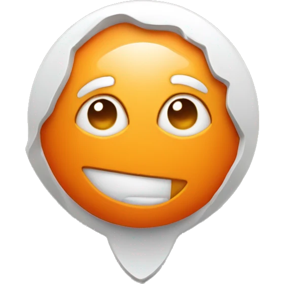 Orange map pin (hex code #EA5631) with a white round face and cute facial features emoji