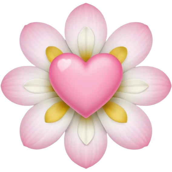 only white white flower with mini pink heart center  emoji