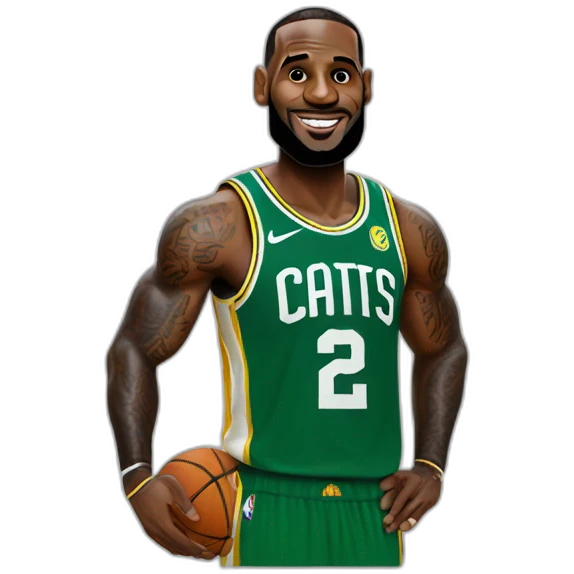 Lebron james with a green jersey emoji