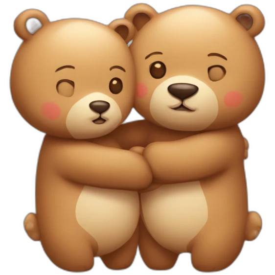 Female bear and male bear kissing, face only, with hearts above them emoji