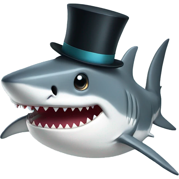 Shark with a top hat emoji