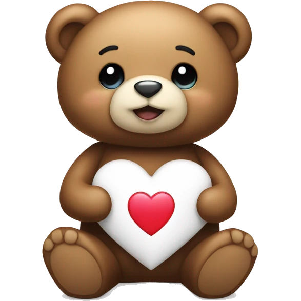 Teddy bear holding a white heart emoji