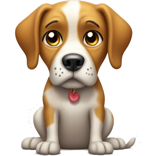 Dog peeing on floor while looking guilty emoji