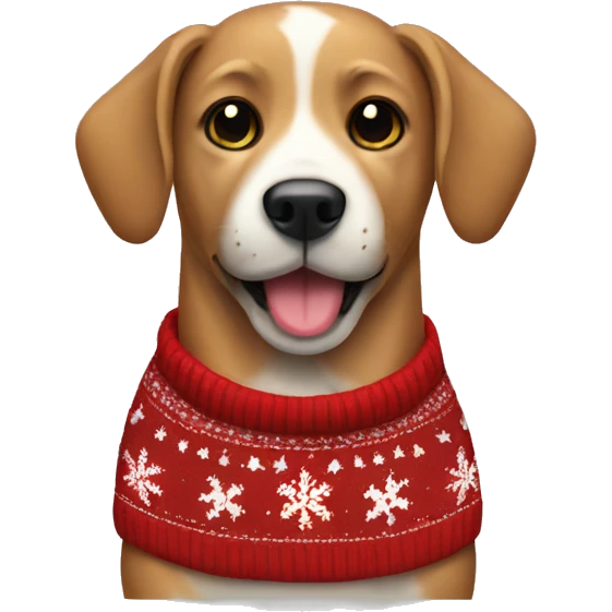 Dog with a ugly Christmas sweater on emoji