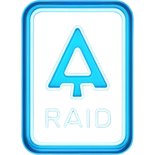  a rectangular neon sign that says RAID emoji
