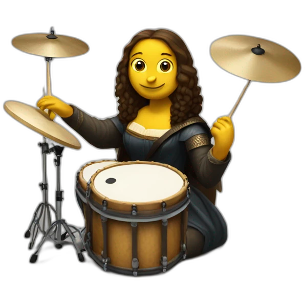 Mona Lisa playing drums emoji