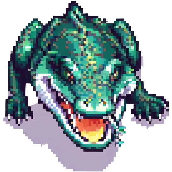 pixel art crocodile, side view, open mouth, retro game style emoji