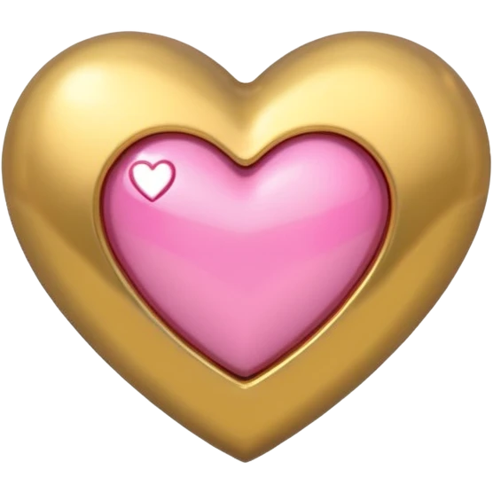 gold heart with one mini pink heart inside of it  emoji