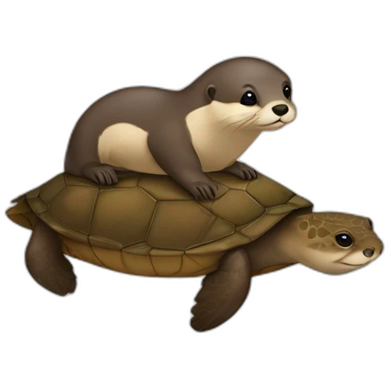 Une loutre sur une tortue emoji