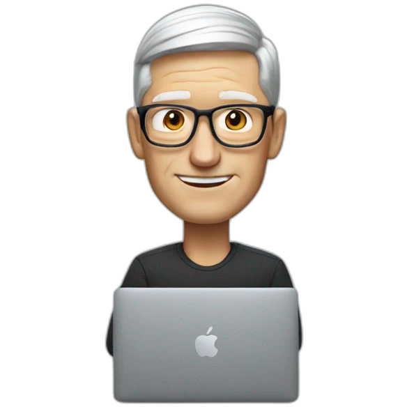 tim cook with macbook at office emoji