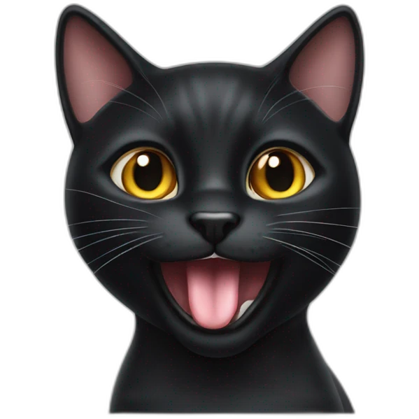 black cat sticking out tongue happy emoji
