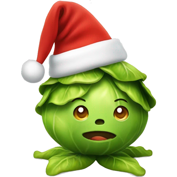 Brussels sprout with a Christmas hat emoji