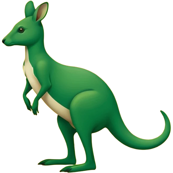 A green silhouette of a kangaroo standing side on facing left ways in a yellow circle in a green rectangle please make it like a flag? emoji