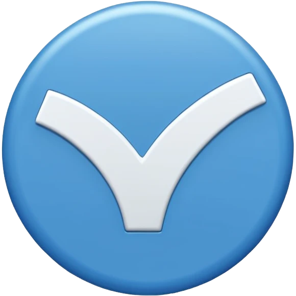 A blue circle entered by a white check mark emoji