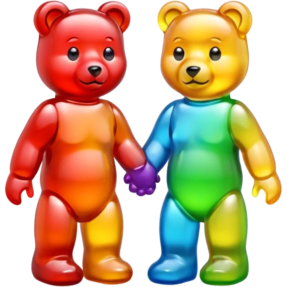 Three gummy bears holding hands emoji