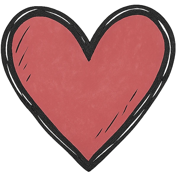 cherry red heart, hand-drawn style emoji