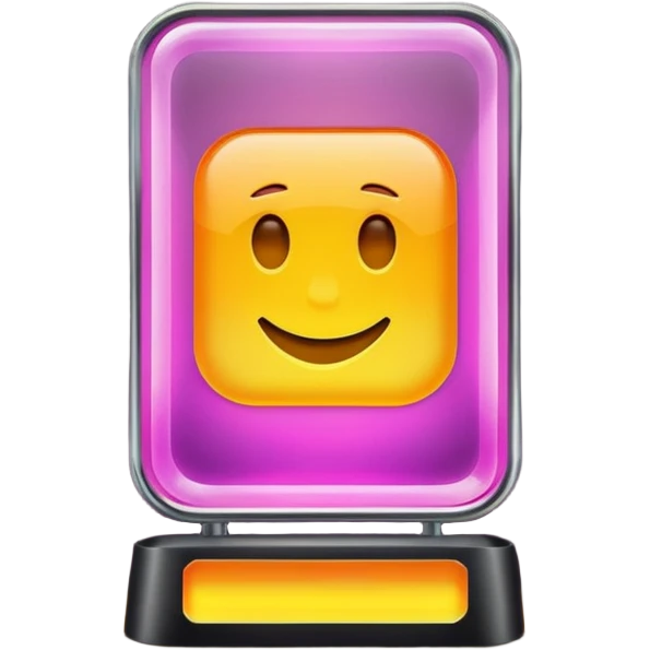 glowing led light, different glowing colors, one big rectangle sign emoji