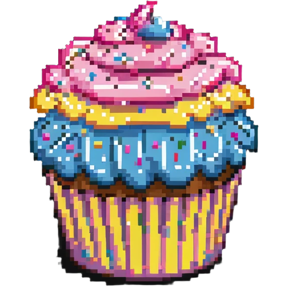 cupcake with pink icing and colorful sprinkles emoji