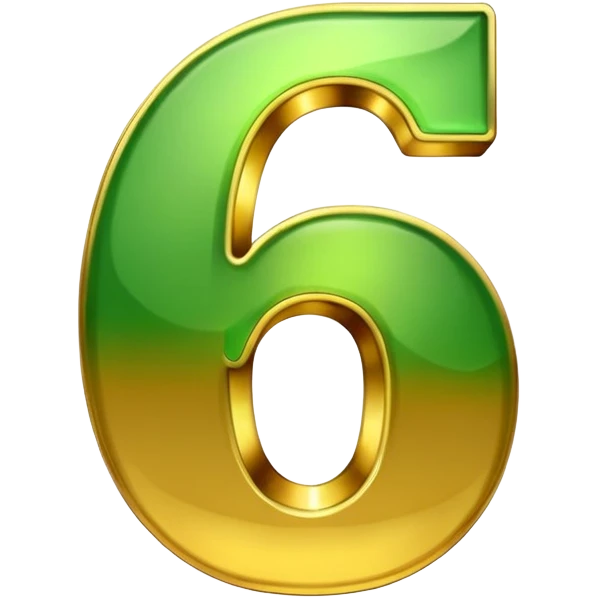 number 6 in golden and green shadows emoji