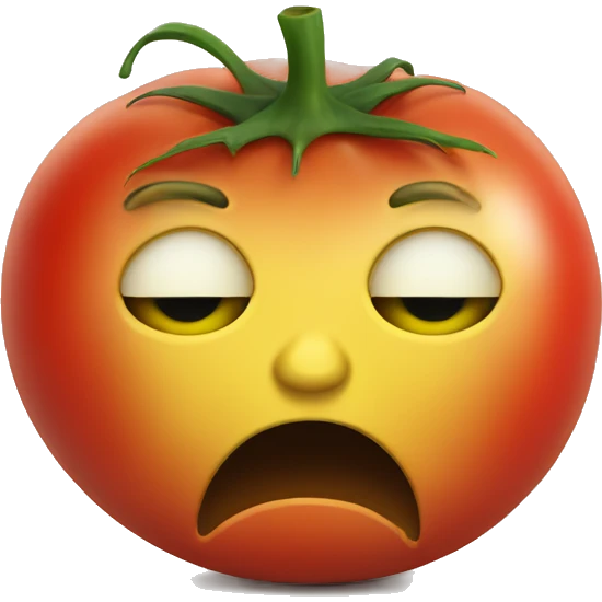 A yellow Sad face just hit by a tomato  emoji